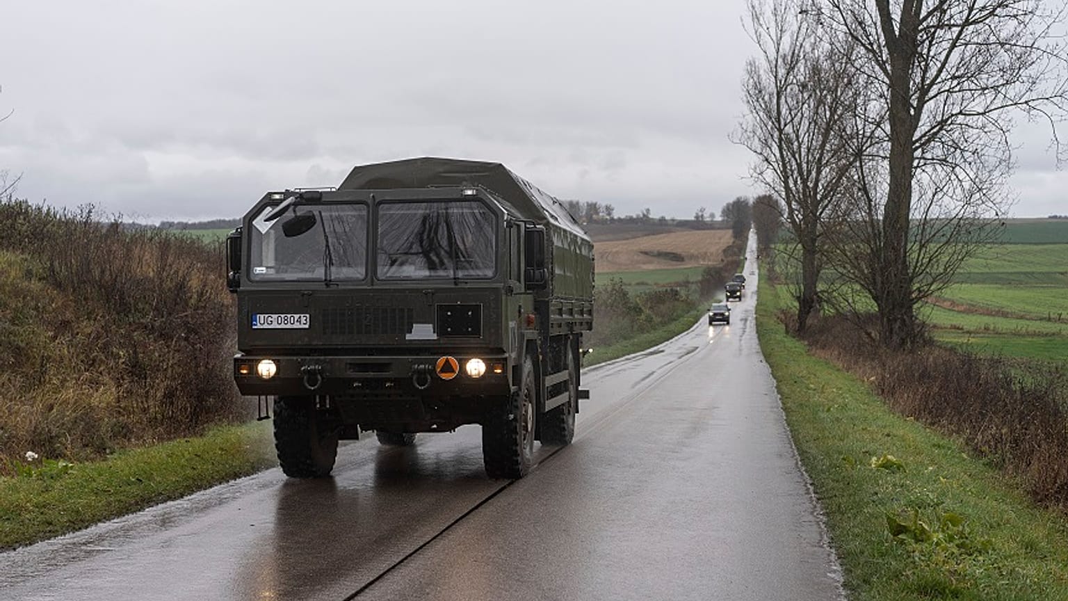 Polnisches Armeefahrzeug nahe der Grenze zur Ukraine