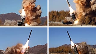 Rakétakísérlet Észak-Koreában november elején. A fotót az észak-koreai hírügynökség adta ki. 