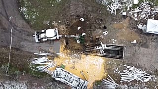 Aerial footage shows grain warehouse in Przewodow, Poland where a missile fell on Tuesday, killing two people