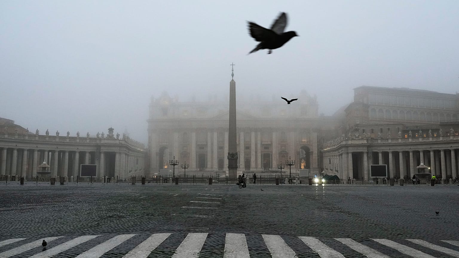 A thick fog shrouds St Peter's Basilica, at the Vatican.Thursday, 17 November 2022