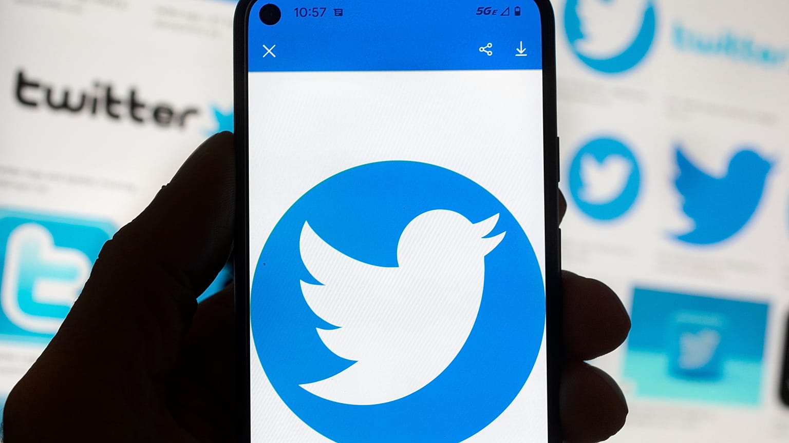 شعار تويتر على شاشة هاتف خلوي في بوسطن. 2022/10/14