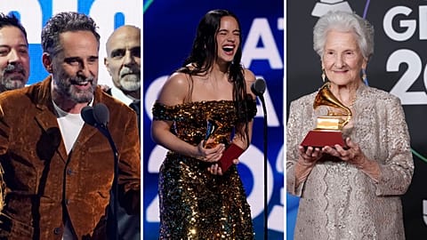 From left to right: Jorge Drexler, Rosalía and Ángela Álvarez