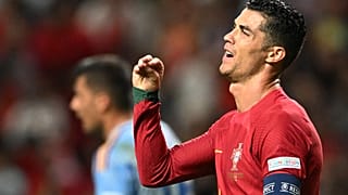 كريستيانو رونالدو خلال مباراة دوري الأمم الأوروبية بين البرتغال وإسبانيا  في ملعب براغا، البرتغال.