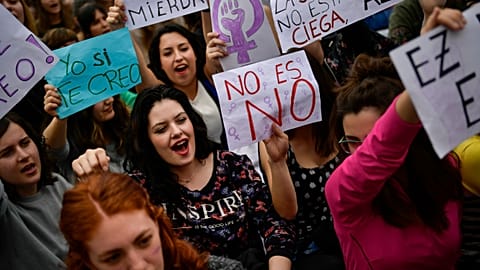Manifestación tras la sentencia por el conocido caso de 'La Manada' en Pamplona (España).