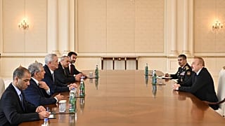 İsrail Savunma Bakanı Benny Gantz ve Azerbaycan Cumhurbaşkanı Ilham Aliev