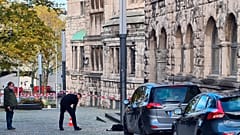 Emergency forces stand at the rabbi's house near the 'Old Synagogue' in Essen, Germany, Friday, Nov. 18, 2022. 