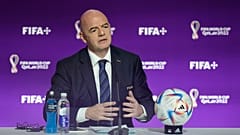 FIFA President Gianni Infantino speaks at a press conference Saturday, Nov. 19, 2022 in Doha, Qatar. 