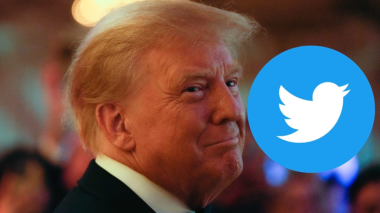 Composite image of former US President Donald Trump and the Twitter logo