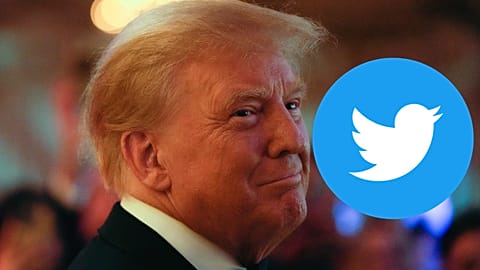 Composite image of former US President Donald Trump and the Twitter logo