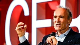 Der britische Computer-Wissenschaftler Tim Berners-Lee bei einem CERN-Event in Meyrin, nahe Genf. 12. März 2019