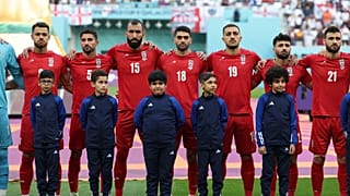 Joueurs iraniens durant l'hymne national joué au Mondial 2022 - Doha, le 21/11/2022