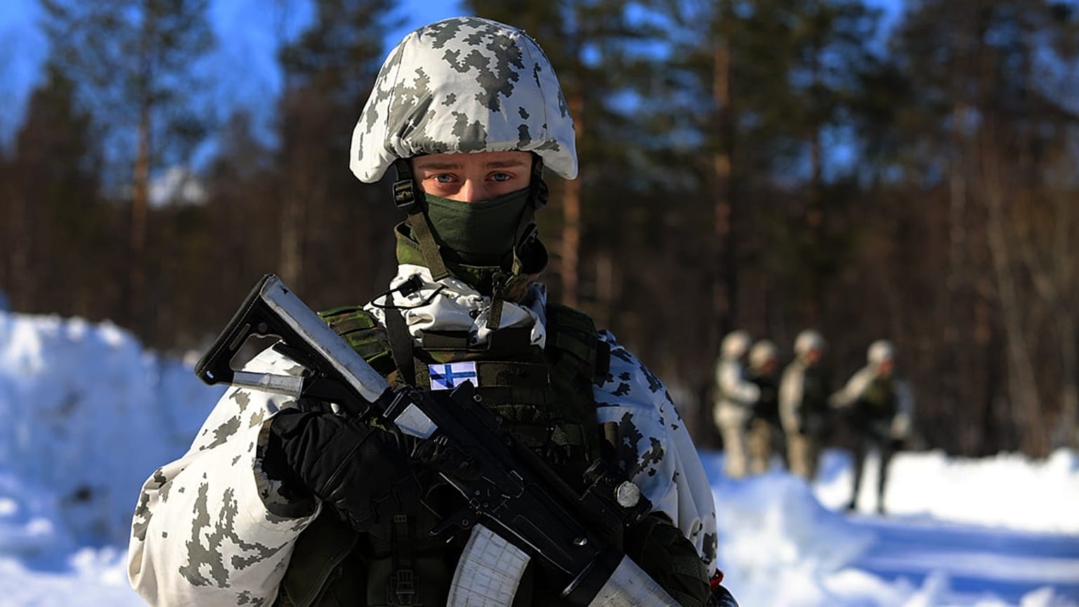 FILE: Finnish soldier during winter weather training, March 2022