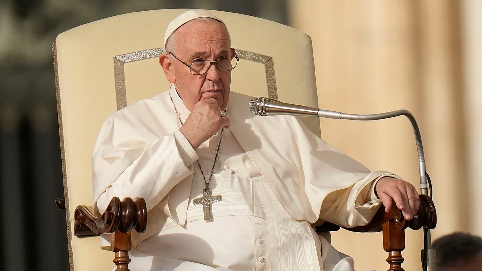 Pope Francis attends his general audience in St Peter's Square, Vatican City. Wednesday, 16 November 2022.