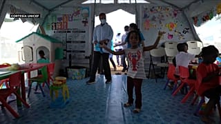 Centro de acogida de Unicef en la selva del Darién (Panamá).