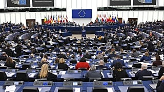 Archives : l'hémicycle du Parlement européen à Strasbourg, le 22 novembre 2022