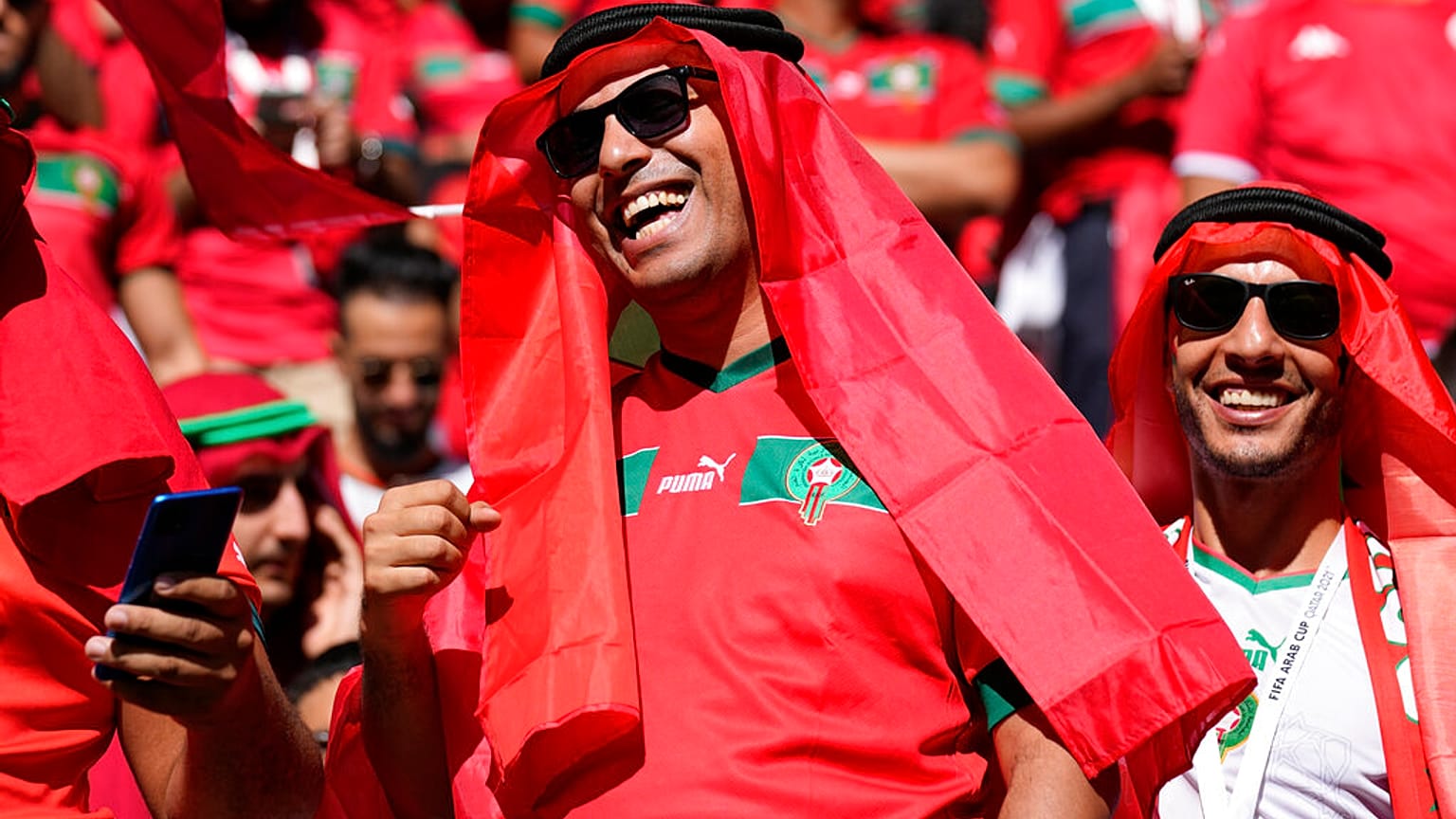 جماهير المغرب في ملعب البيت في الخور لمشاهدة مباراة المنتخب المغربي والكرواتي خلال منافسات كأس العالم في قطر، الأربعاء 23 نوفمبر 2022