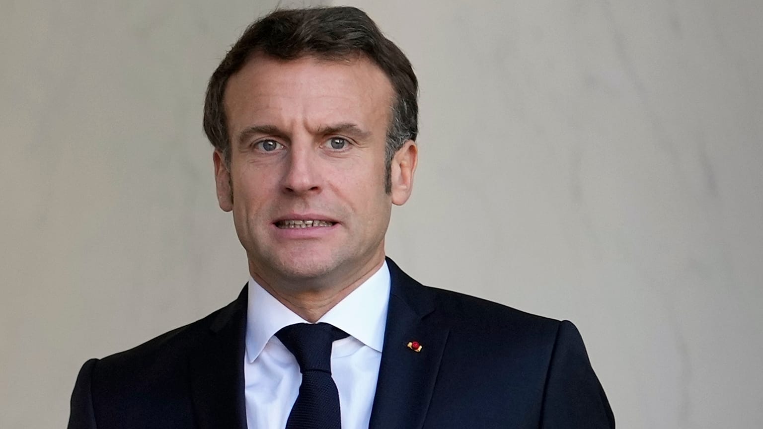 FILE: French President Emmanuel Macron at the Elysee Palace, in Paris, Thursday, Nov. 24, 2022. 