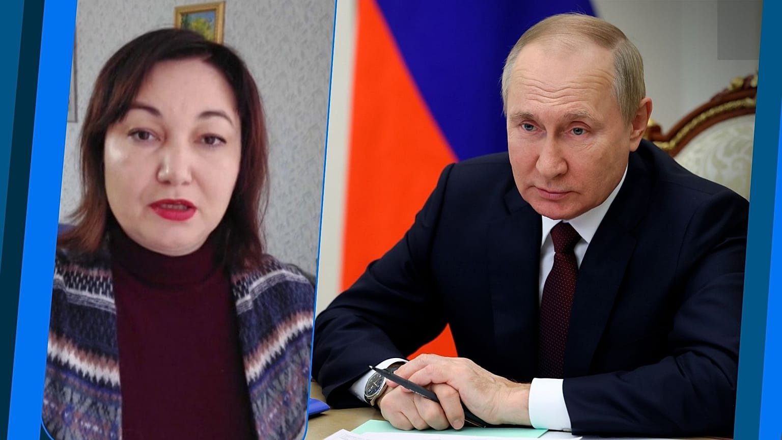 Olga Tsukanova, fondatrice d'un collectif de mères et de femmes de soldats russes demande à être reçue par Vladimir Poutine