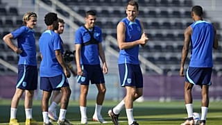 Harry Kane et la sélection anglaise à l'entrainement à Al-Wakrah, le 24 novembre 2022