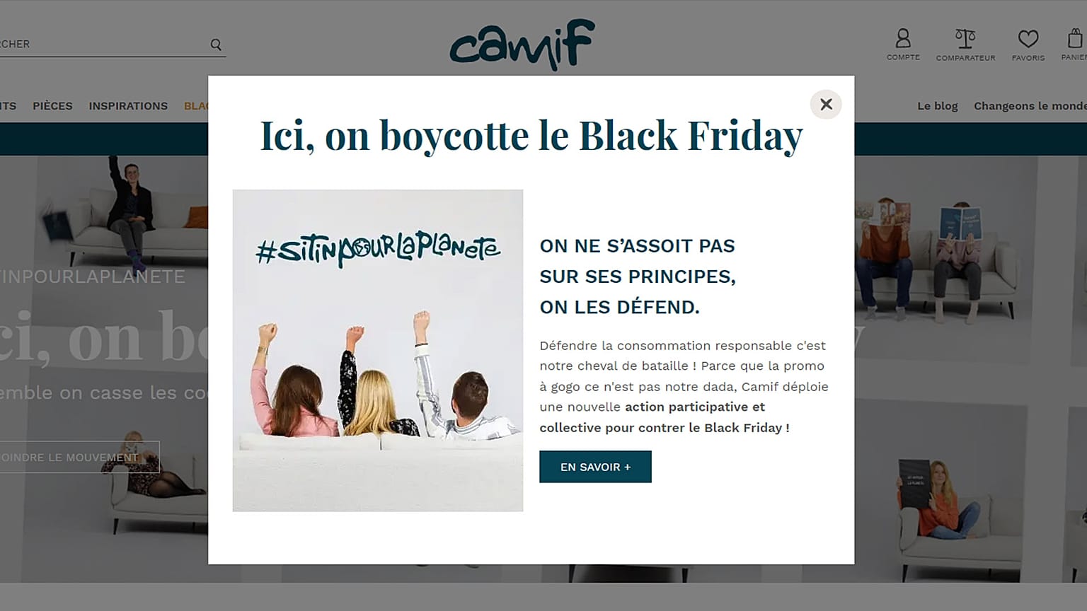 Capture du site de la Camif
