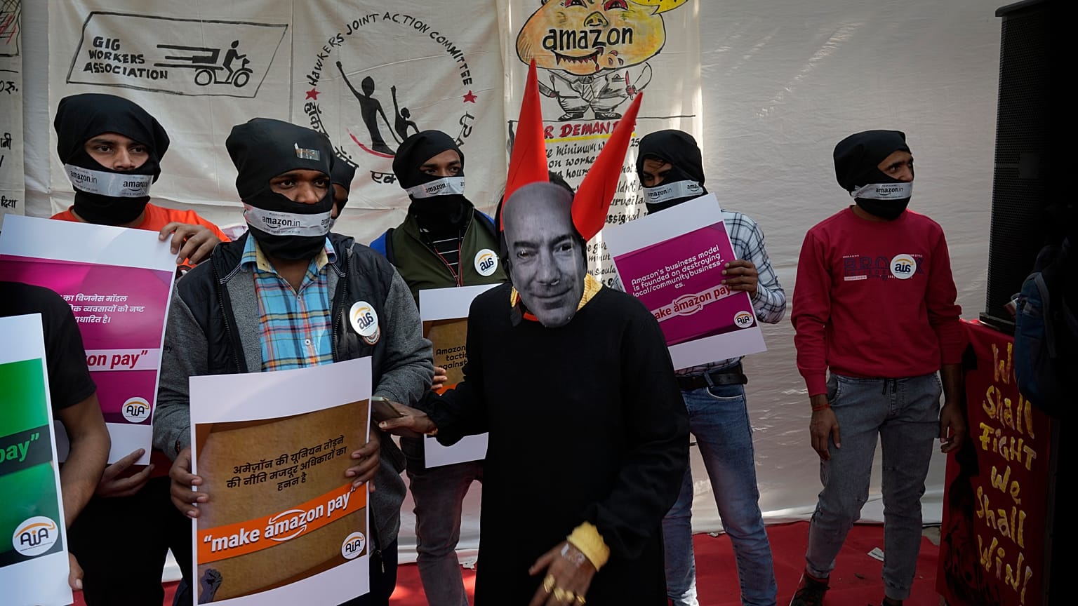 Protesta de los trabajadores de Amazon en la India