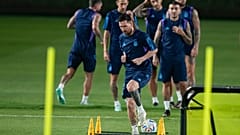 Lionel Messi beim Abschlusstraining in Doha an diesem Freitag