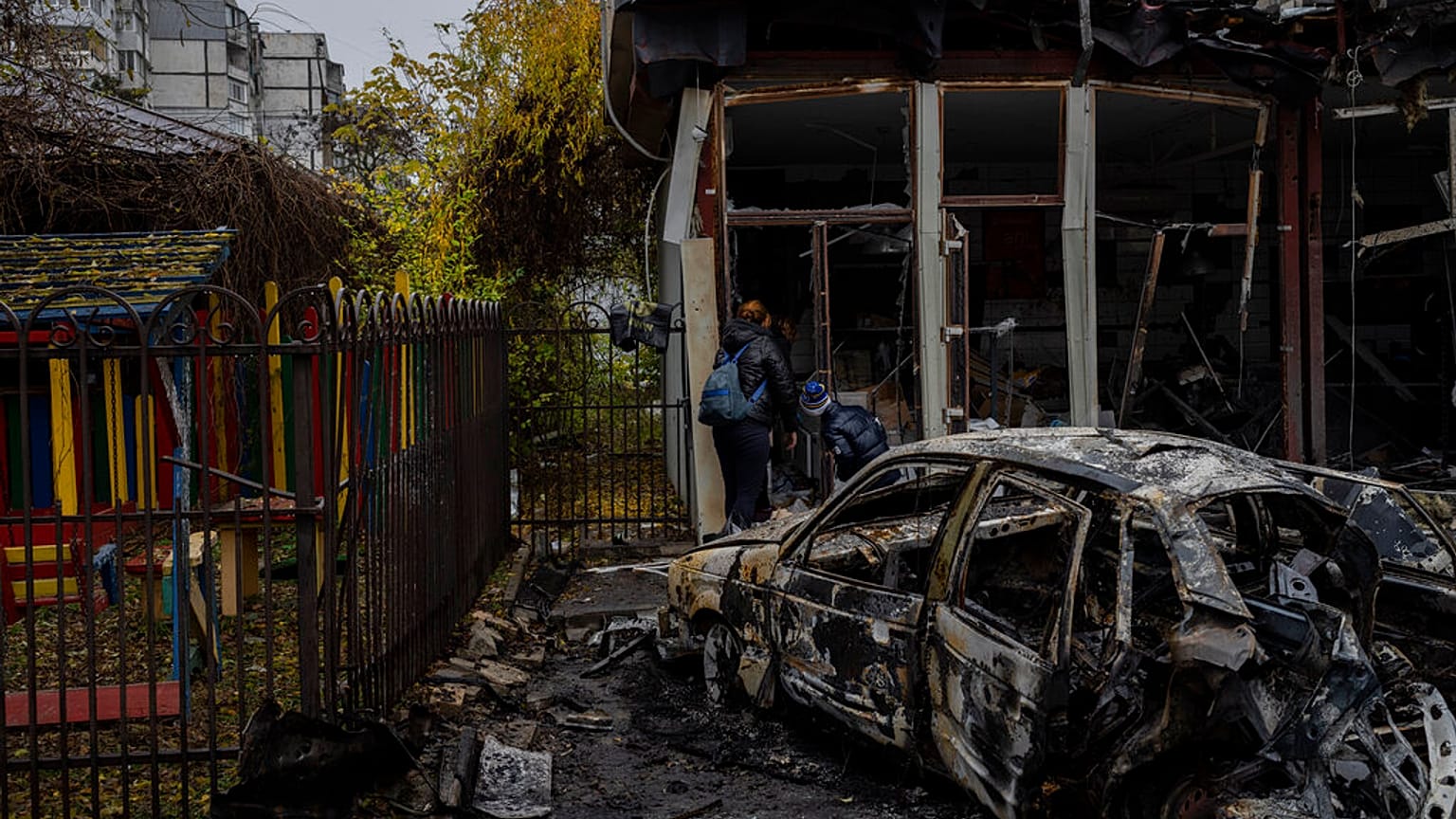 Destruição em Kherson, no sul da Ucrânia.