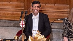 Britain's Prime Minister Rishi Sunak during the annual Lord Mayor's Banquet at the Guildhall in central London