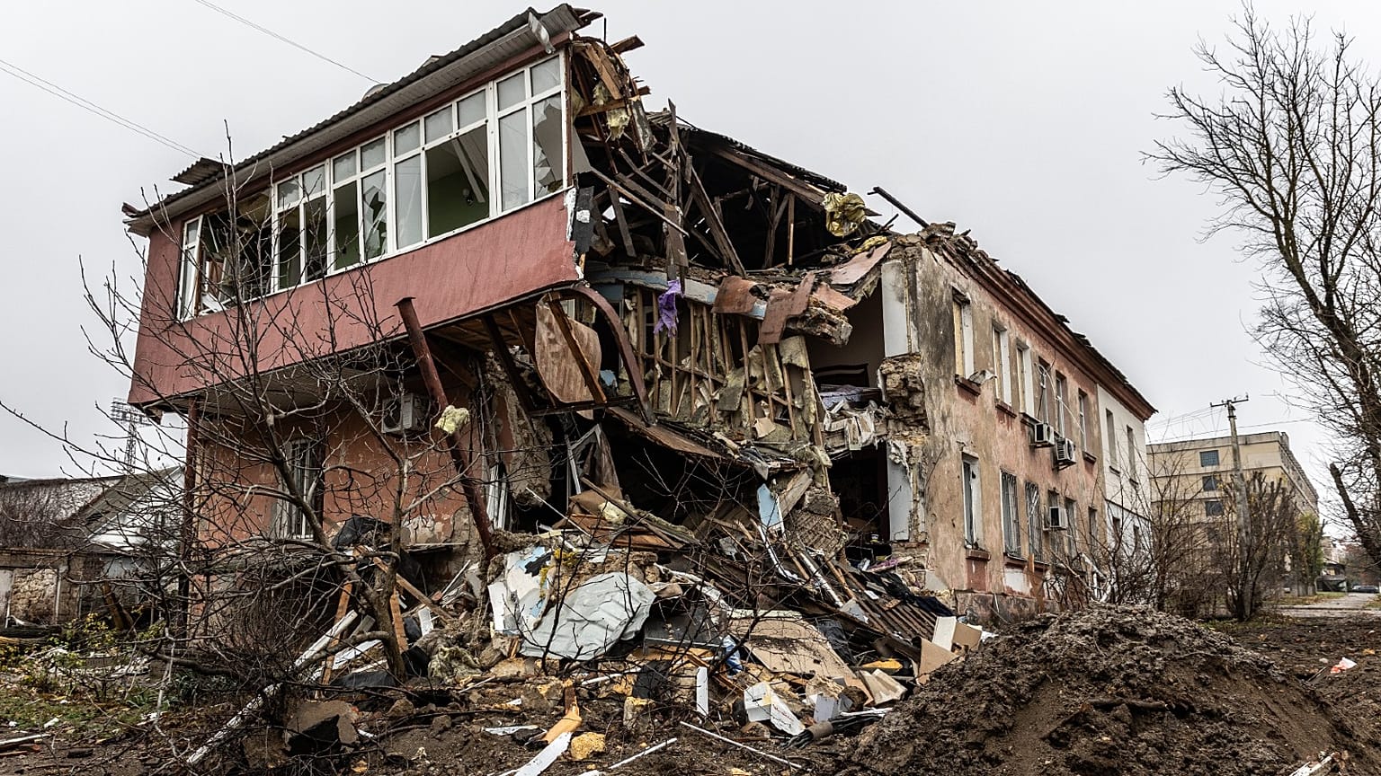 A house in downtown Kherson destroyed by a Russian shell on 25 November 