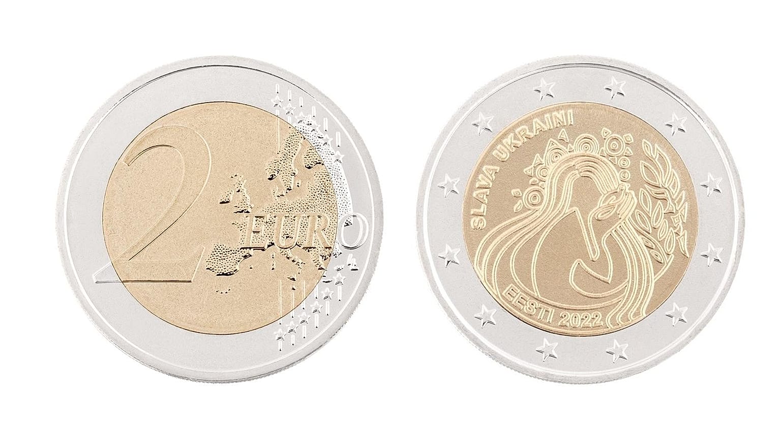 New two-euro coins introduced in Estonia with a design supporting Ukraine