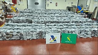 Alijo de cocaína incautado en Valencia (España).