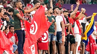 Tunéziai szurkolók öröme a világbajnok legyőzése után