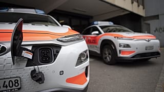 Elektromos rendőrautók a svájci St. Gallenben