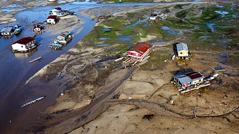 Heavy rain has caused rivers to breach their banks in Brazil's Santa Catarina State. 