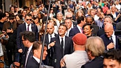 El presidente francés, Emmanuel Macron, durante su visita a Nueva Orleans, EE.UU.