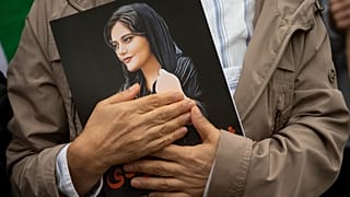 Portrait de Mahsa Amini lors d'une manifestation à Washington, aux Etats-Unis, le samedi 1er octobre 2022.