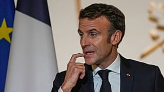 France's President Emmanuel Macron delivers a speech at the Elysee Palace, 23 November 2022
