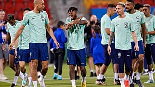 Brasiliens Nationalspieler bei einem Training in Doha, 04.12.2022