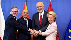 Avrupa Komisyonu Başkanı Ursula von der Leyen, Çekya Başbakanı Petr Fial, Arnavutluk Başbakanı Rama ve Kuzey Makedonya Başşbakanı Dimitar Kovacevski