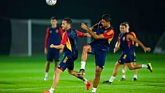La selección española durante su entrenamiento en Catar