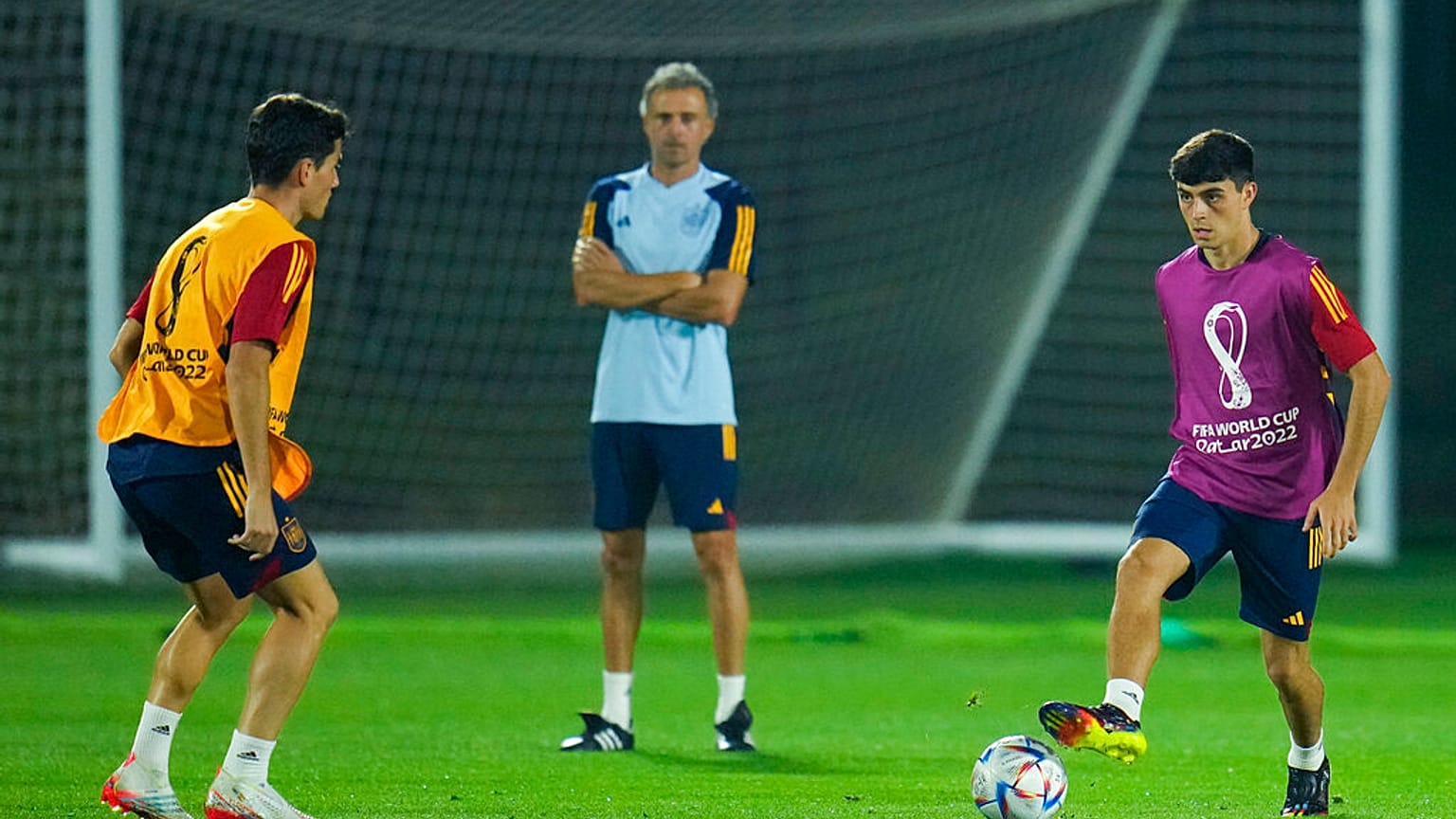 Hugo Guillamon e Pedro in allenamento, prima del match contro il Marocco