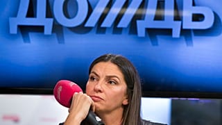 Архив: 4 февраля 2014 г., директор «Дождя» Наталья Синдеева во время пресс-конференции в штаб-квартире канала 