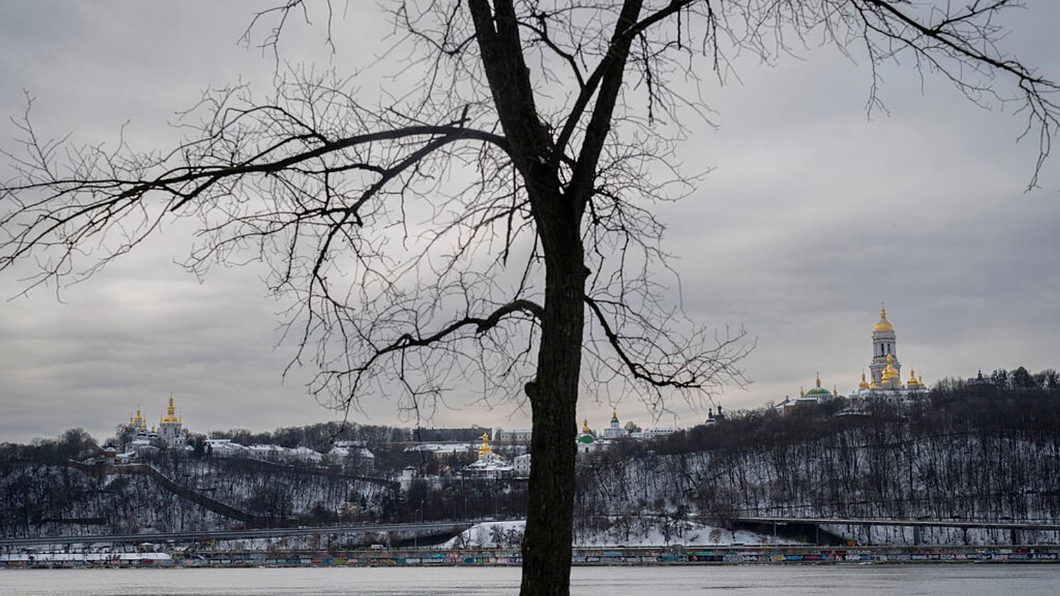 General view of snow-covered Kyiv, Ukraine, Friday, Dec. 2, 2022.