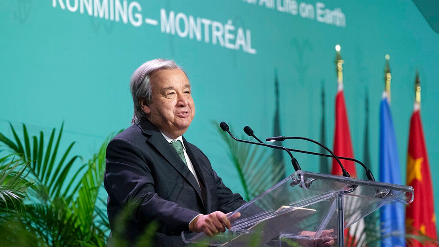 Antonio Guterres ENSZ-főtitkár a tanácskozás megnyitóján