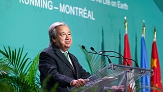 Antonio Guterres ENSZ-főtitkár a tanácskozás megnyitóján
