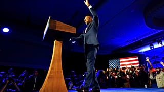 Le candidat démocrate Raphael Warnock, juste après l'annonce de sa victoire électorale au Sénat - Atlanta, le 06/12/2022