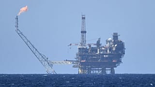 An oil and gas platform off the coast of Libya, February 2022. The Bahr Essalam Gas Field and Bouri Oilfield could be developed further by Eni.