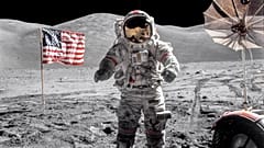Eugene Cernan on the final Moon walk of the Apollo 17 mission