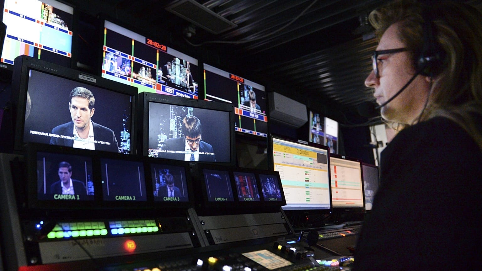 A Dozsd tévé moszkvai newsroomja tavaly, a kényszerű bezárás előtt