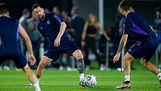 Leo Messi en el entrenamiento de Argentina